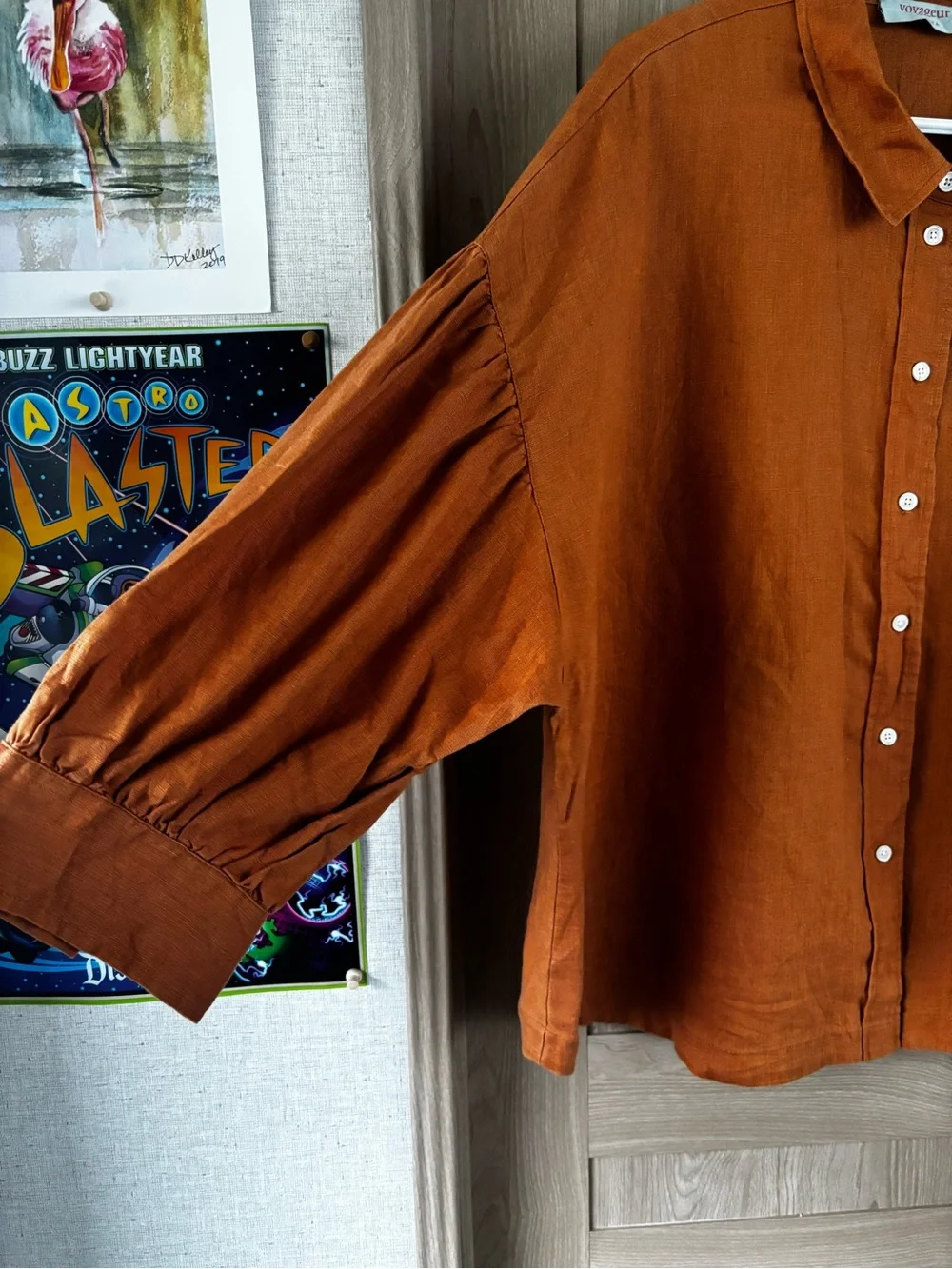 Mersea Voyageur Linen Top Blouse Size XL Lightweight Summer Quiet Luxury - Picture 3 of 5